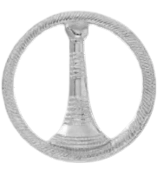 Hat Pin Bugles Disc 1 Bugle Silver Lieutenant Screw Post Hollow