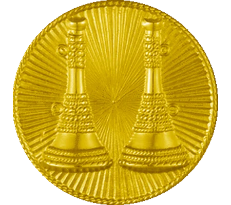 Hat Pin Bugles Disc 2 Bugle Side by Side Gold Captain Screw Post