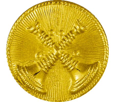 Hat Pin Bugles Disc 2 Bugle Crossed Gold Battalion Chief Screw Post