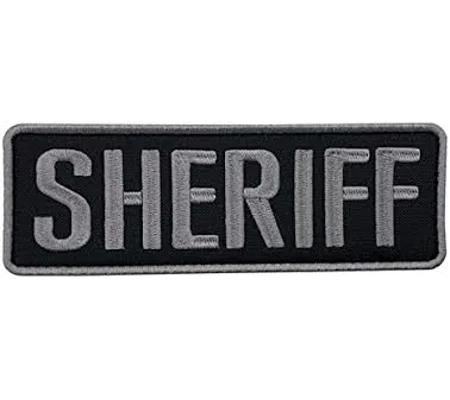 Sheriff SO Back Patch Large 4 x 11 Gray on Black