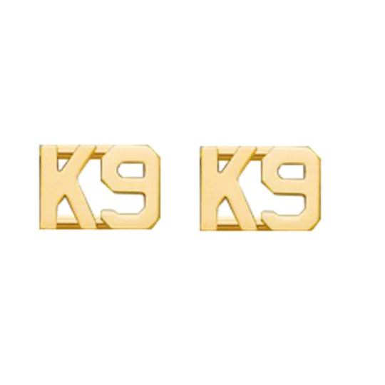 Collar Pins Insignia Letters 1/2'' K9 Canine Unit Dog Gold