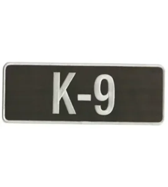 K-9 Dog Back Patch Large 4 x 11 White on Black