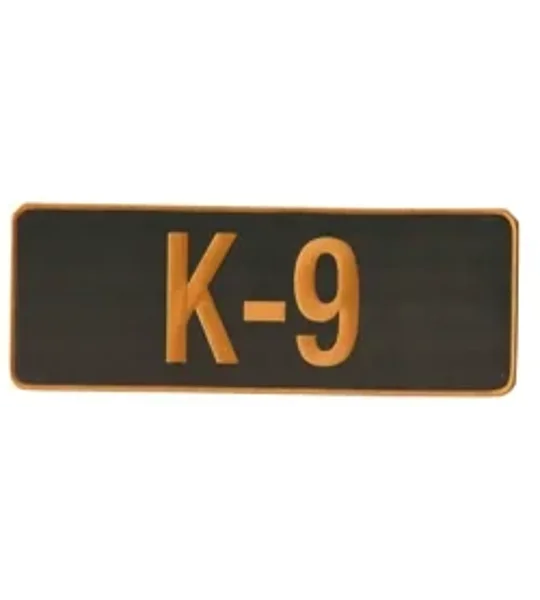 K-9 Dog Back Patch Large 4 x 11 Gold on Black