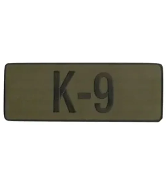 K-9 Dog Back Patch Large 4 x 11 Black on Olive Drab