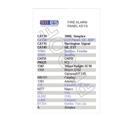 Fire Alarm Panel Pull Station Key ID Card