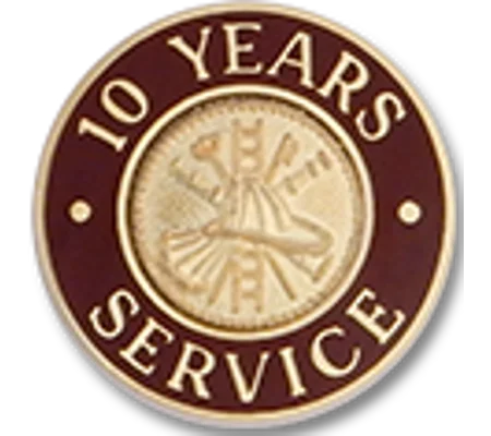 Collar Insignia Tac Pin Red Years Service 10