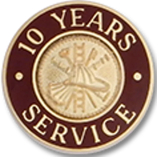 Collar Insignia Tac Pin Red Years Service 10