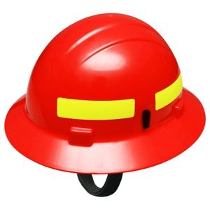 Full Brim Wildland Forestry Helmet with Ratchet Red