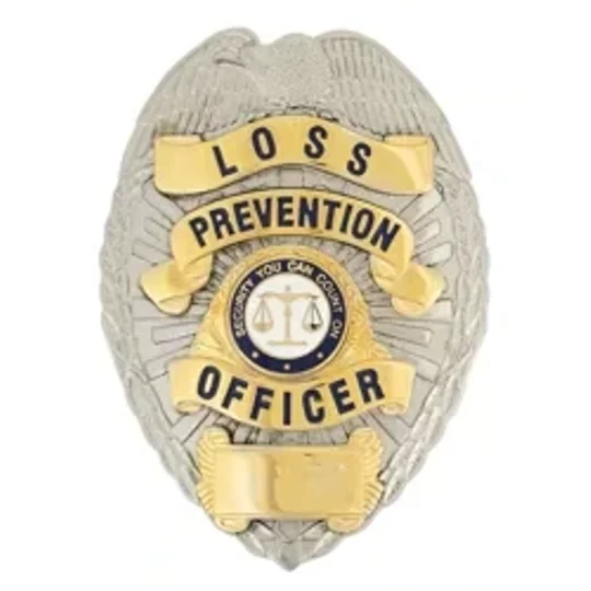 Loss Prevention Security Officer Shield Chest Badge Gold Silver