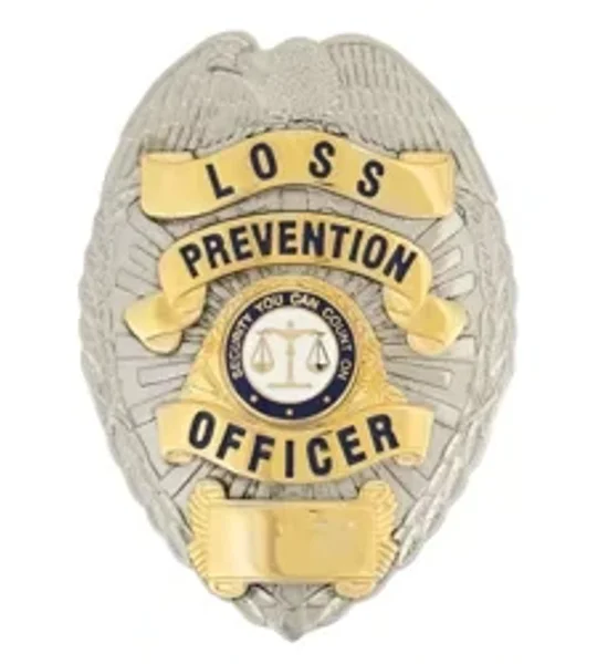 Loss Prevention Security Officer Shield Chest Badge Gold Silver
