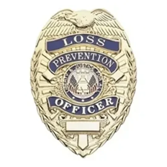 Loss Prevention Security Officer Shield Chest Badge Gold