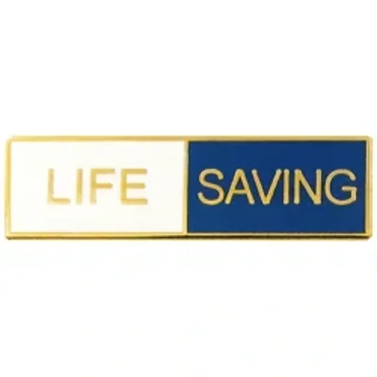 Commendation Merit Bar Life Saving White Blue Gold Outline