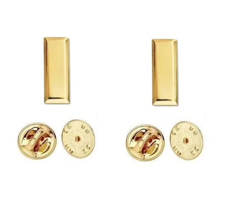 Lieutenant Bars Collar Insignia Pins Gold Set