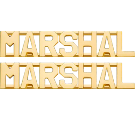 Collar Pins Insignia Letters 3/8 MARSHAL Gold Pair
