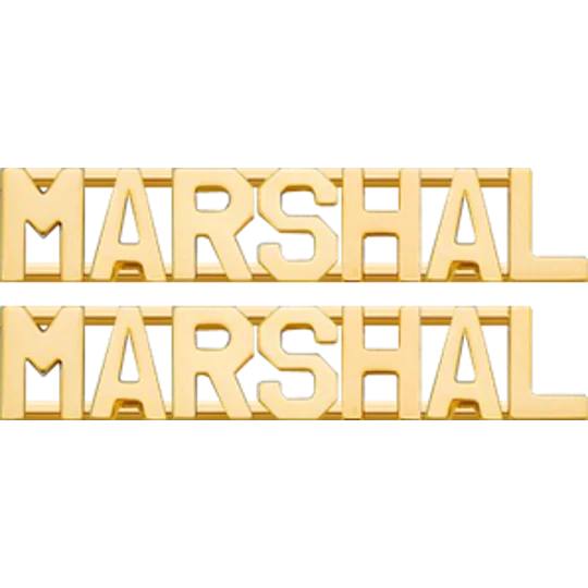 Collar Pins Insignia Letters 3/8 MARSHAL Gold Pair