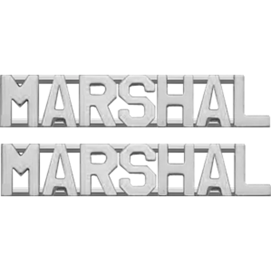 Collar Pins Insignia Letters 3/8 MARSHAL Silver Pair
