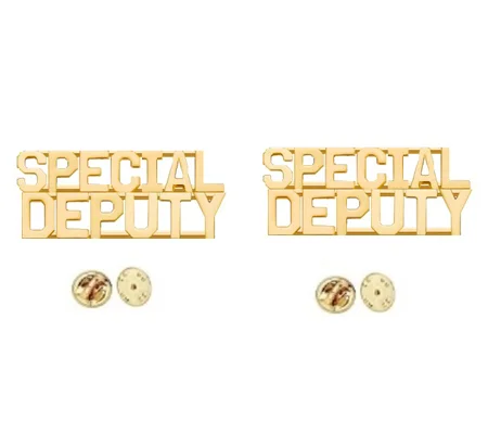 Collar Pins Insignia Letters SPECIAL DEPUTY 1/4 Gold