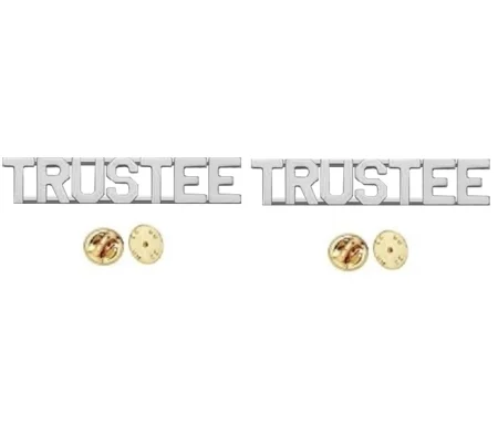 Collar Pins Insignia Letters TRUSTEE 3/8 Silver