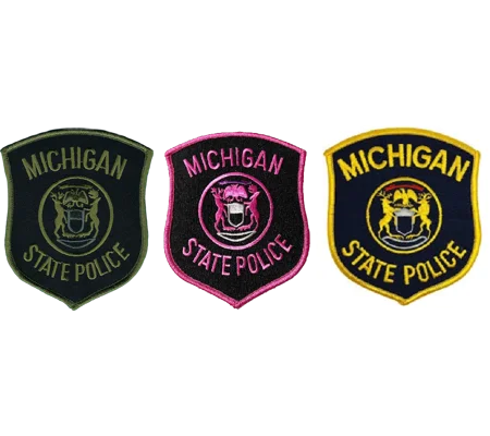 MI Michigan State Trooper Shoulder Patch Set of 3