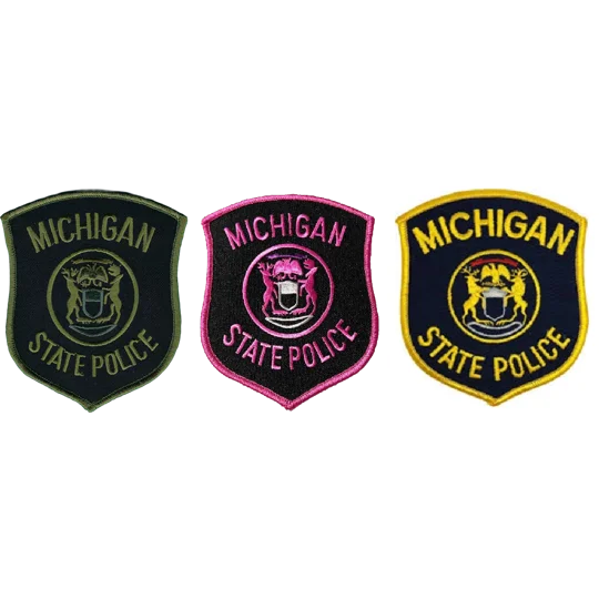 MI Michigan State Trooper Shoulder Patch Set of 3