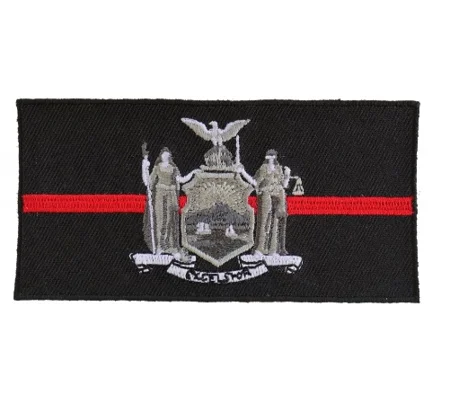 NY New York State Flag Thin Red Line Patch