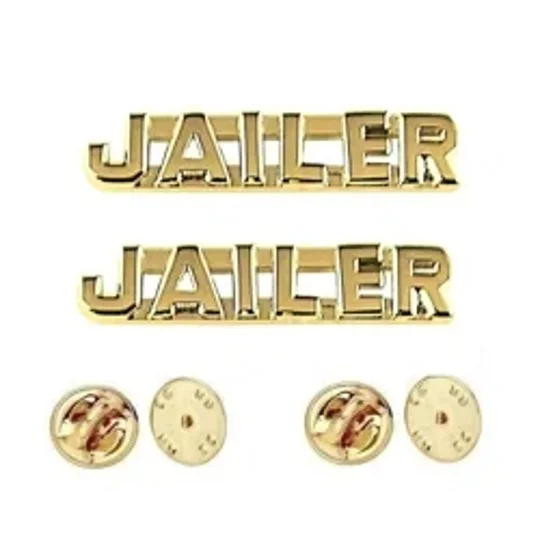 Collar Pins Insignia JAILER Letters Gold