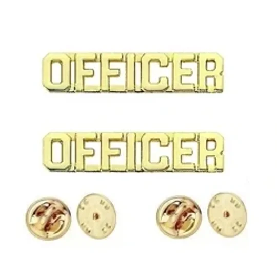 Collar Pins Insignia OFFICER Letters Gold