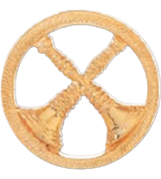 Hat Pin Bugles Disc 2 Bugle Crossed Gold Battalion Chief Screw Post