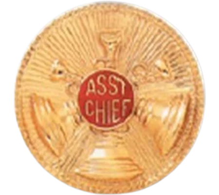 Hat Pin Bugles Disc 3 Bugle Gold - Red Asst Chief Screw Post