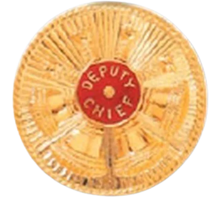 Hat Pin Bugles Disc 4 Bugle Gold - Red Deputy Chief Screw Post