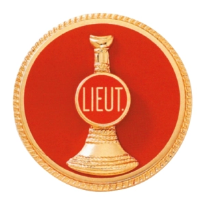Hat Pin Bugles Disc 1 Bugle Gold - Red Lieutenant Screw Post