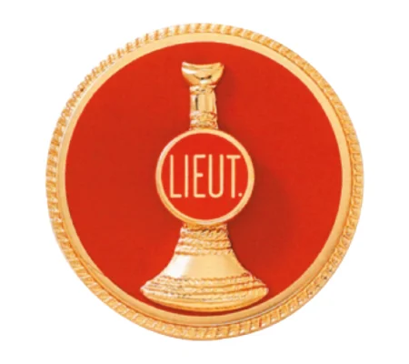Hat Pin Bugles Disc 1 Bugle Gold - Red Lieutenant Screw Post