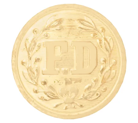 FD Firefighter Metal Button 7/8 Inch Gold
