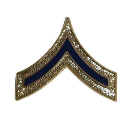 Private Chevron Collar Pins Blue on Gold Officer Police
