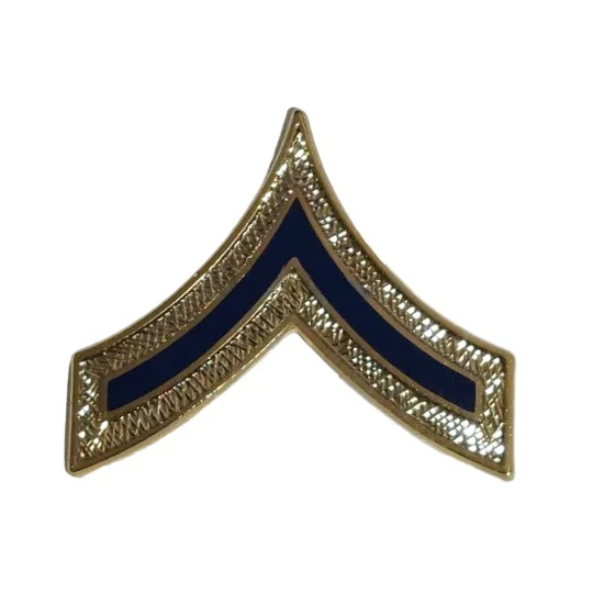 Private Chevron Collar Pins Blue on Gold Officer Police