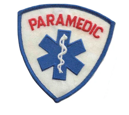 Paramedic Shoulder Patch - Red & Blue on White