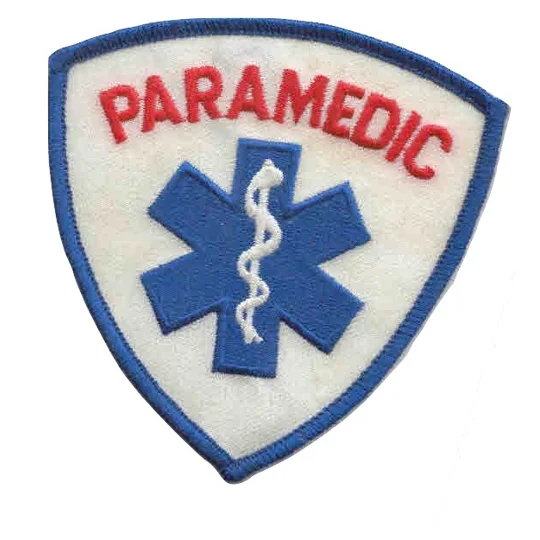 Paramedic Shoulder Patch - Red & Blue on White