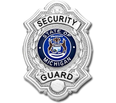 Security Guard State of Michigan Silver Breast Badge
