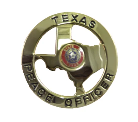 Texas Peace Officer Silver Shield Badge State Center Gold