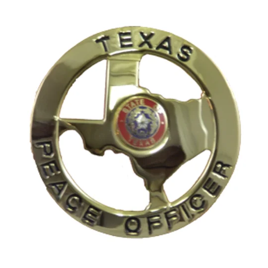 Texas Peace Officer Silver Shield Badge State Center Gold