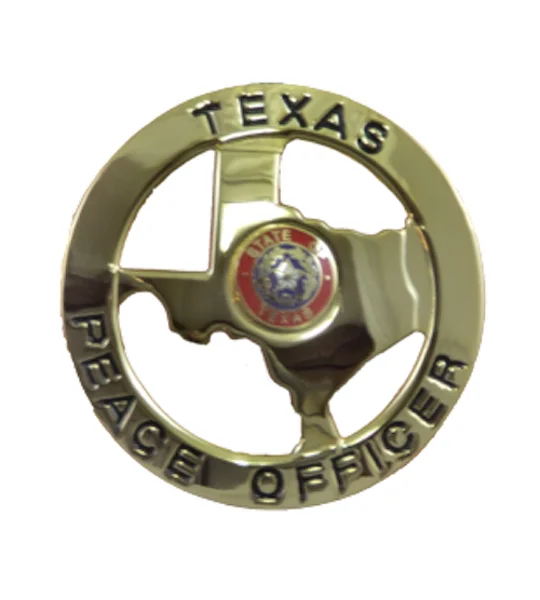 Texas Peace Officer Silver Shield Badge State Center Gold