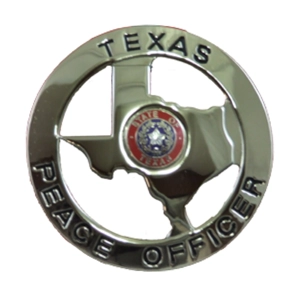 Texas Peace Officer Silver Shield Badge State Center Silver