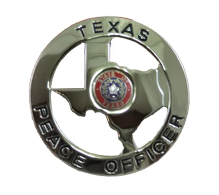 Texas Peace Officer Silver Shield Badge State Center Silver