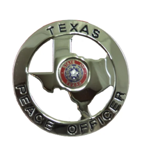 Texas Peace Officer Silver Shield Badge State Center Silver