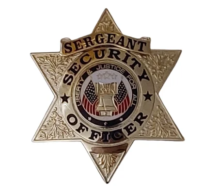 Security Officer 6 Point Star Badge Gold Sergeant