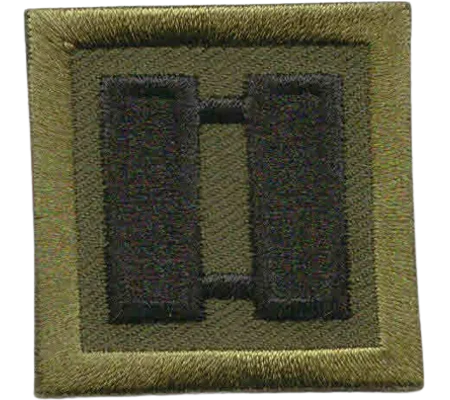 Captain Bars Embroidered Black on Olive Drab Pair
