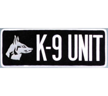 K-9 Unit Dog Back Patch Large 4 x 11 White on Black