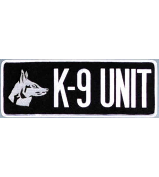 K-9 Unit Dog Back Patch Large 4 x 11 White on Black