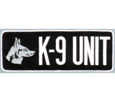 K-9 Unit Dog Back Patch Large 4 x 11 White on Midnight Blue