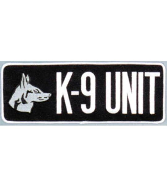 K-9 Unit Dog Back Patch Large 4 x 11 White on Midnight Blue